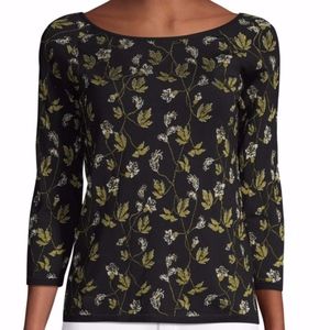 ESCADA BLACK BOATNECK PRINTED SHIRT